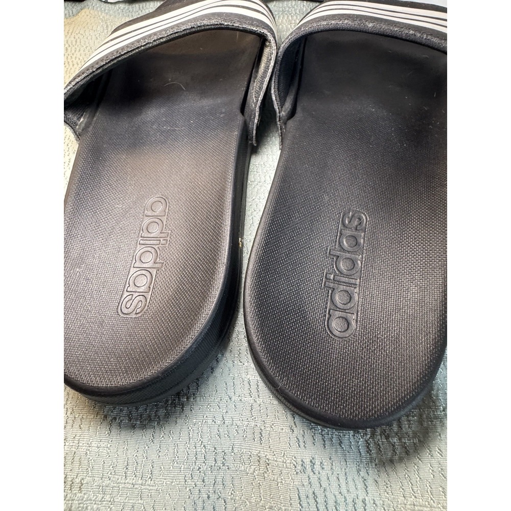 Adidas White And Black Striped Slides Women's 9 - Picture 4 of 7